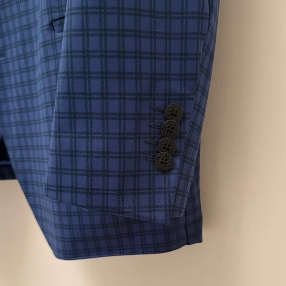 Twillory Men's Blue Black Checked Blazer Sport Coat 2 button washable - Picture 3 of 6
